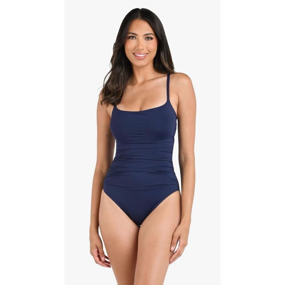 La Blanca Women's One Piece Swimsuit Island Goddess Shirred Side -20W